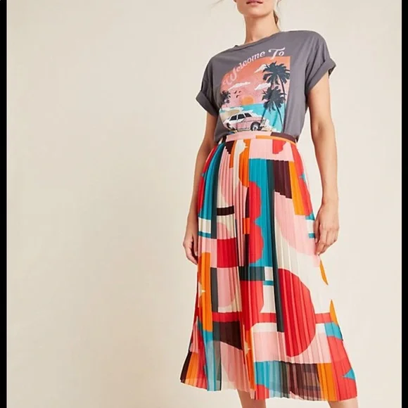 Anthropologie Maeve June pleated geometric skirt - Picture 3 of 6